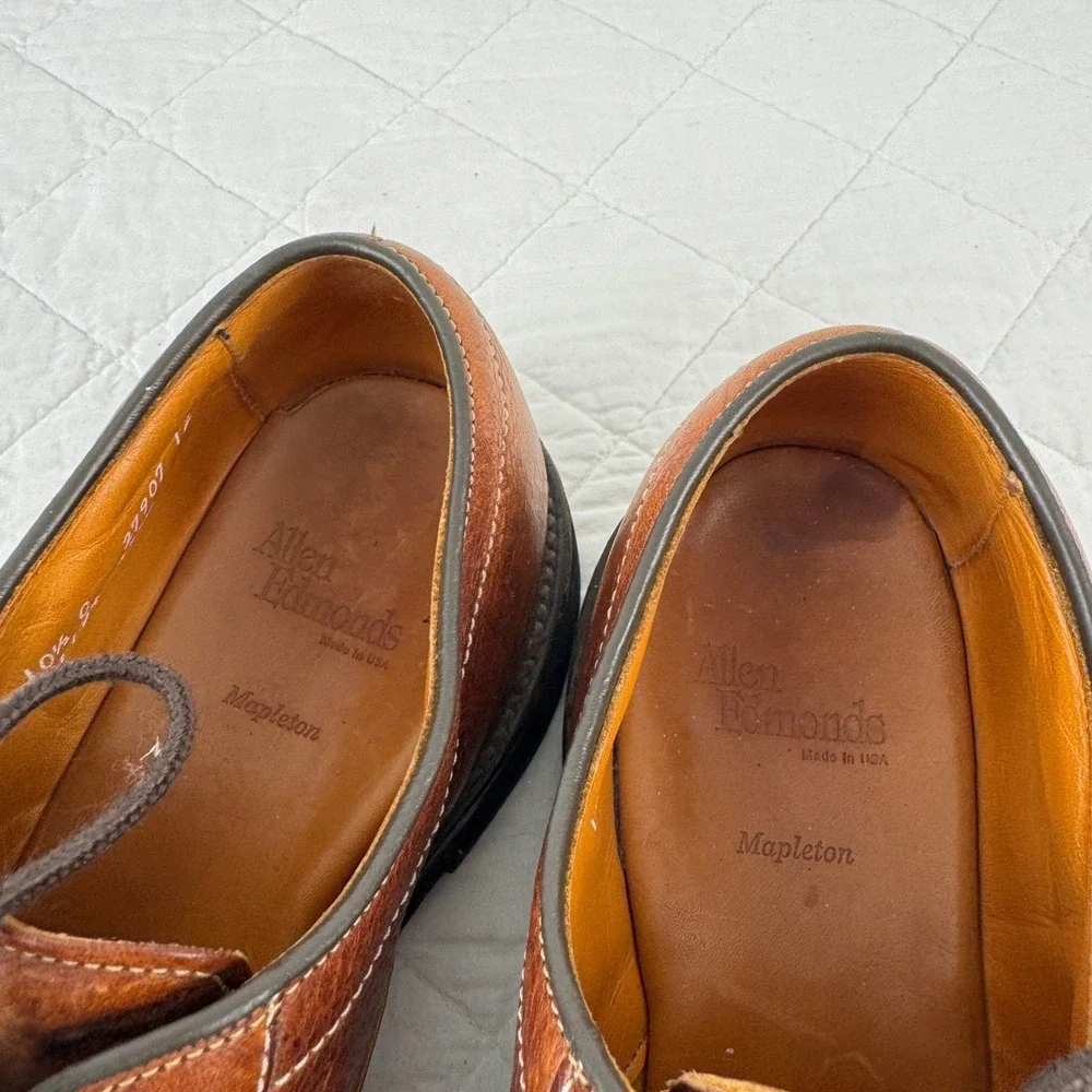 Allen Edmonds Mapleton 7954 Brown Leather Split Toe Derby Shoes Mens 10.5 C‎ USA